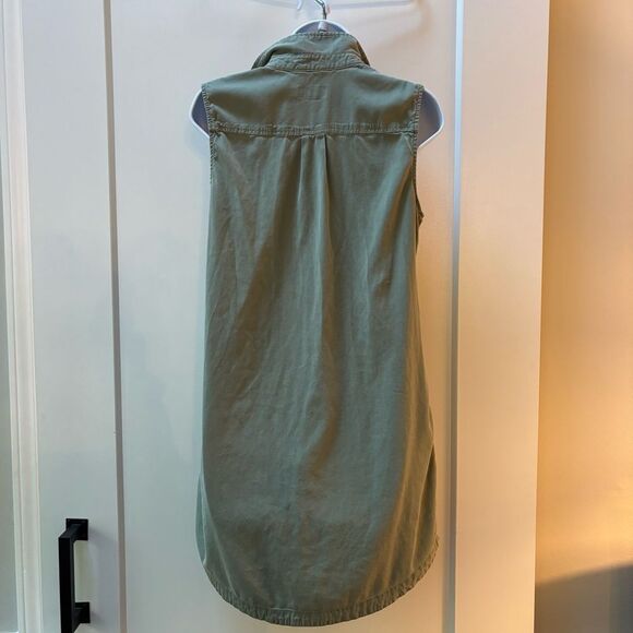Vineyard Vines Sleeveless Utility Shirt Dress in Olive Green – Size 10 - Picture 3 of 7